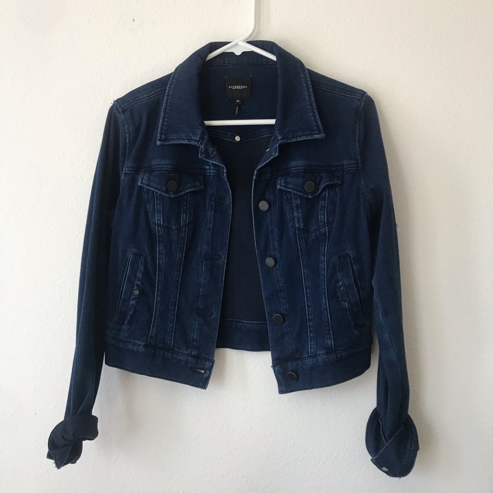 Dark denim cropped jean jacket